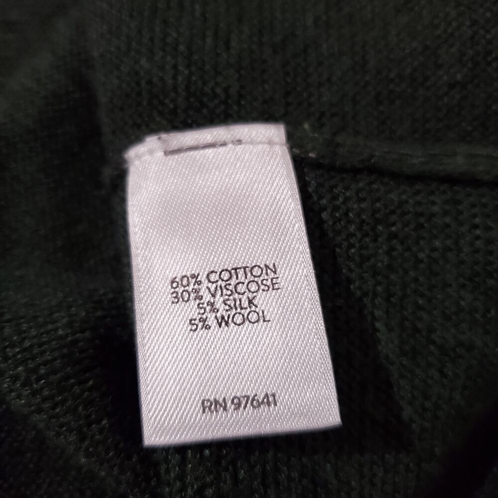 J. Jill S Pure Jill V-Neck Kangaroo Pocket Silk Wool Blend Green Knit Sweater - Picture 7 of 9
